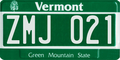 VT license plate ZMJ021