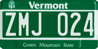 VT license plate ZMJ024
