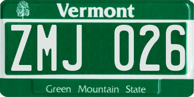 VT license plate ZMJ026