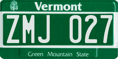 VT license plate ZMJ027