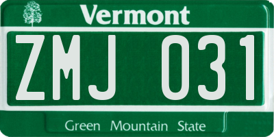 VT license plate ZMJ031