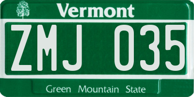 VT license plate ZMJ035