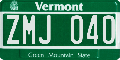 VT license plate ZMJ040