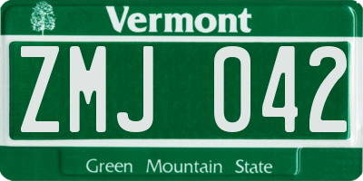VT license plate ZMJ042