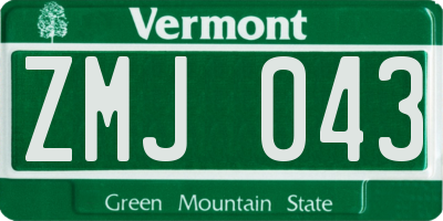 VT license plate ZMJ043