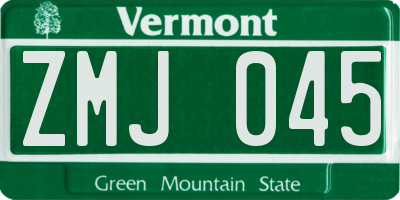 VT license plate ZMJ045