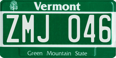 VT license plate ZMJ046