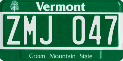 VT license plate ZMJ047