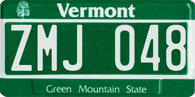 VT license plate ZMJ048