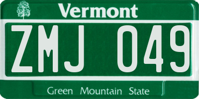 VT license plate ZMJ049