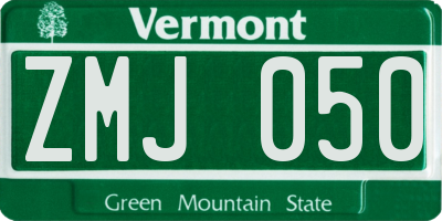 VT license plate ZMJ050