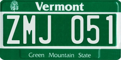 VT license plate ZMJ051
