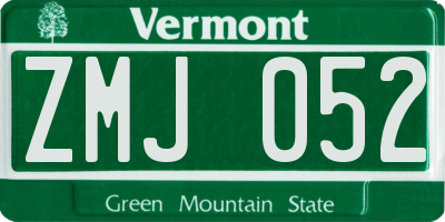 VT license plate ZMJ052