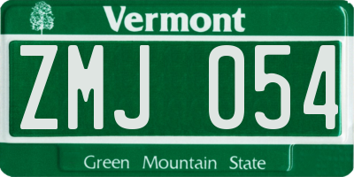 VT license plate ZMJ054