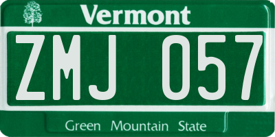 VT license plate ZMJ057
