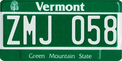 VT license plate ZMJ058