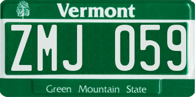 VT license plate ZMJ059