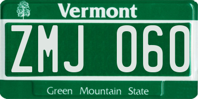 VT license plate ZMJ060
