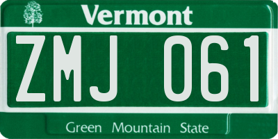 VT license plate ZMJ061