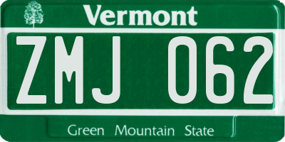 VT license plate ZMJ062
