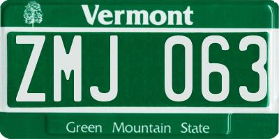 VT license plate ZMJ063