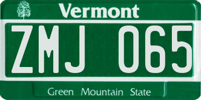 VT license plate ZMJ065