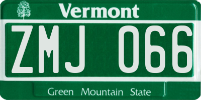 VT license plate ZMJ066