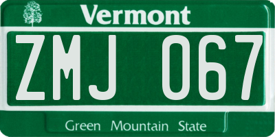 VT license plate ZMJ067
