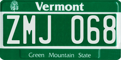 VT license plate ZMJ068