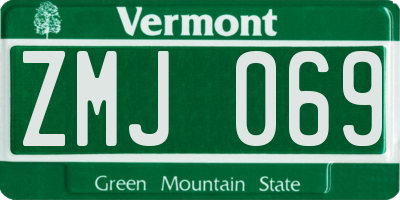 VT license plate ZMJ069
