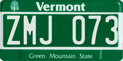 VT license plate ZMJ073