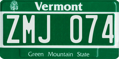 VT license plate ZMJ074