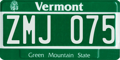 VT license plate ZMJ075