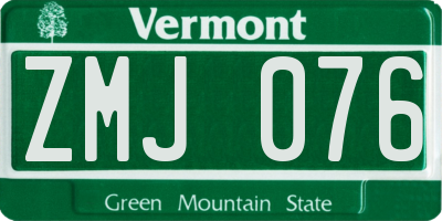 VT license plate ZMJ076