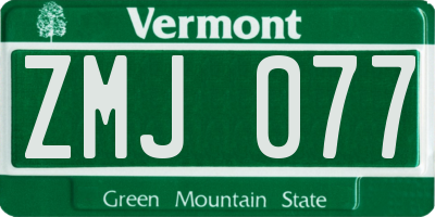 VT license plate ZMJ077
