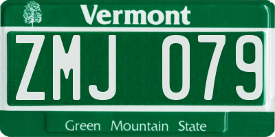 VT license plate ZMJ079