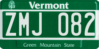 VT license plate ZMJ082