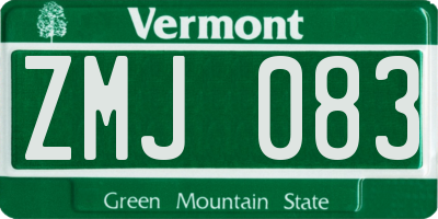 VT license plate ZMJ083