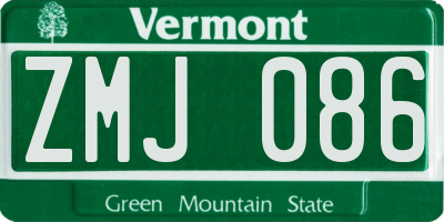 VT license plate ZMJ086