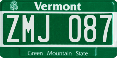 VT license plate ZMJ087