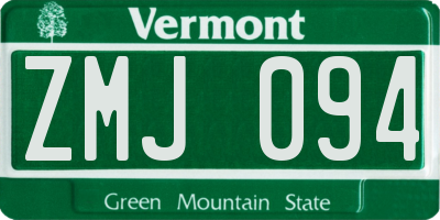 VT license plate ZMJ094