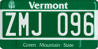 VT license plate ZMJ096