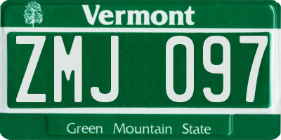 VT license plate ZMJ097