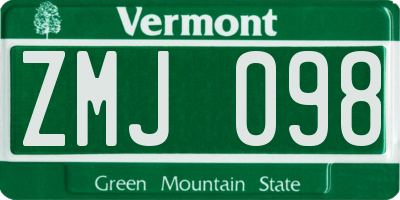 VT license plate ZMJ098