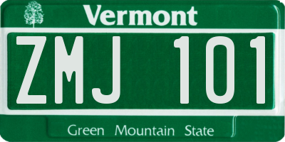 VT license plate ZMJ101