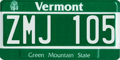VT license plate ZMJ105