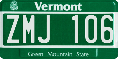VT license plate ZMJ106