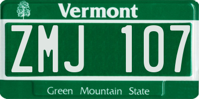 VT license plate ZMJ107