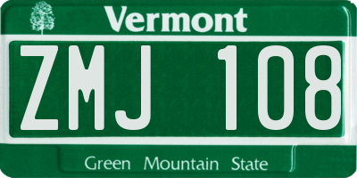 VT license plate ZMJ108