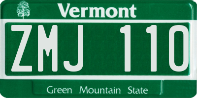 VT license plate ZMJ110